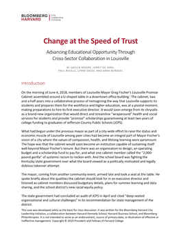 Change at the Speed of Trust
