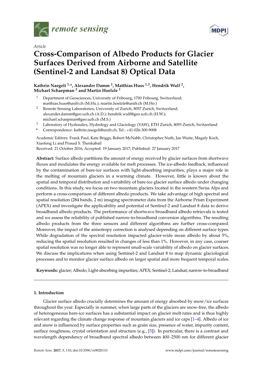 (Sentinel-2 and Landsat 8) Optical Data