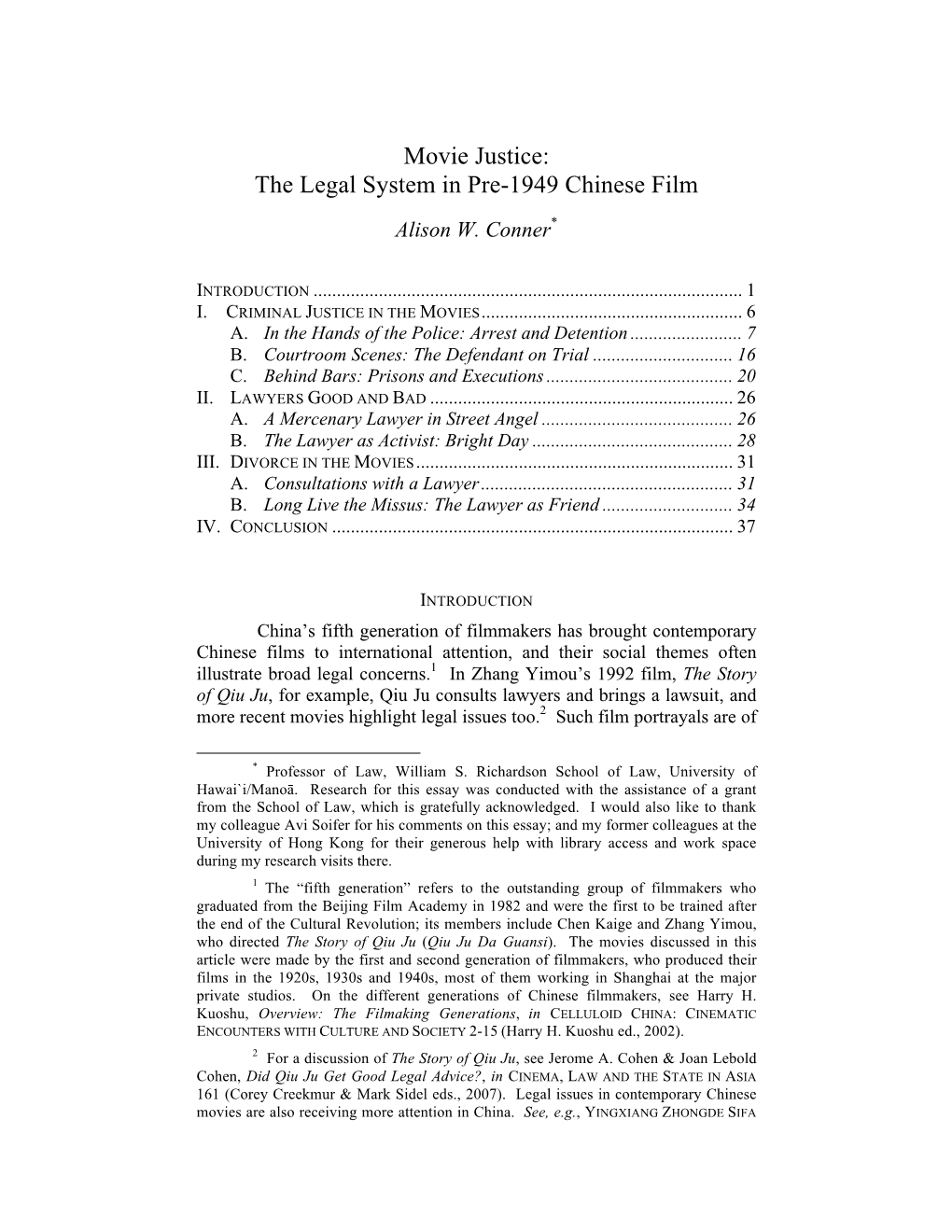 Movie Justice: the Legal System in Pre-1949 Chinese Film