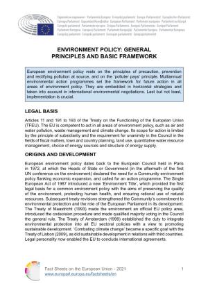 Environment Policy: General Principles and Basic Framework
