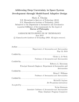 Addressing Deep Uncertainty in Space System Development Through Model-Based Adaptive Design by Mark A