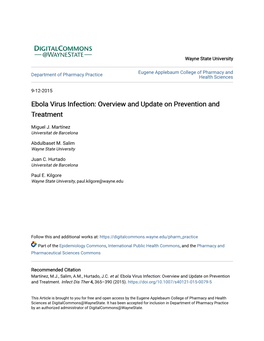 Ebola Virus Infection: Overview and Update on Prevention and Treatment