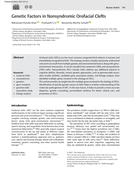 Genetic Factors in Nonsyndromic Orofacial Clefts