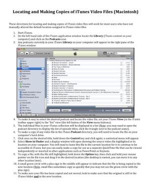 Locating and Making Copies of Itunes Video Files (Macintosh)