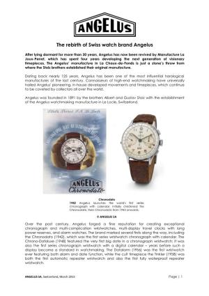 The Rebirth of Swiss Watch Brand Angelus