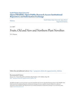 Fruits, Old and New and Northern Plant Novelties N