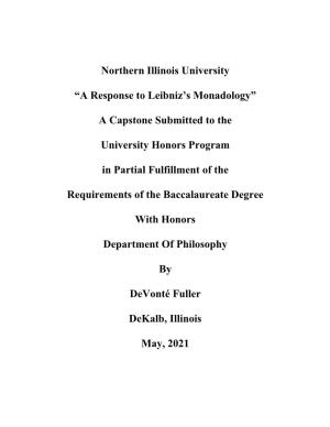 Northern Illinois University “A Response to Leibniz's Monadology”