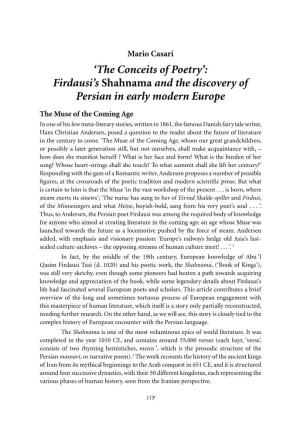 'The Conceits of Poetry': Firdausi's Shahnama