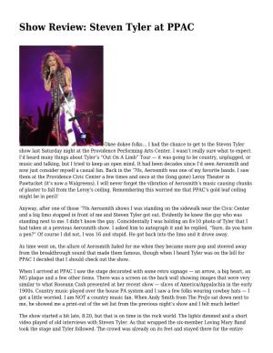 Show Review: Steven Tyler at PPAC