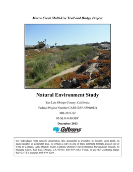 Morro Creek Natural Environment Study