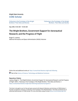 The Wright Brothers, Government Support for Aeronautical Research, and the Progress of Flight