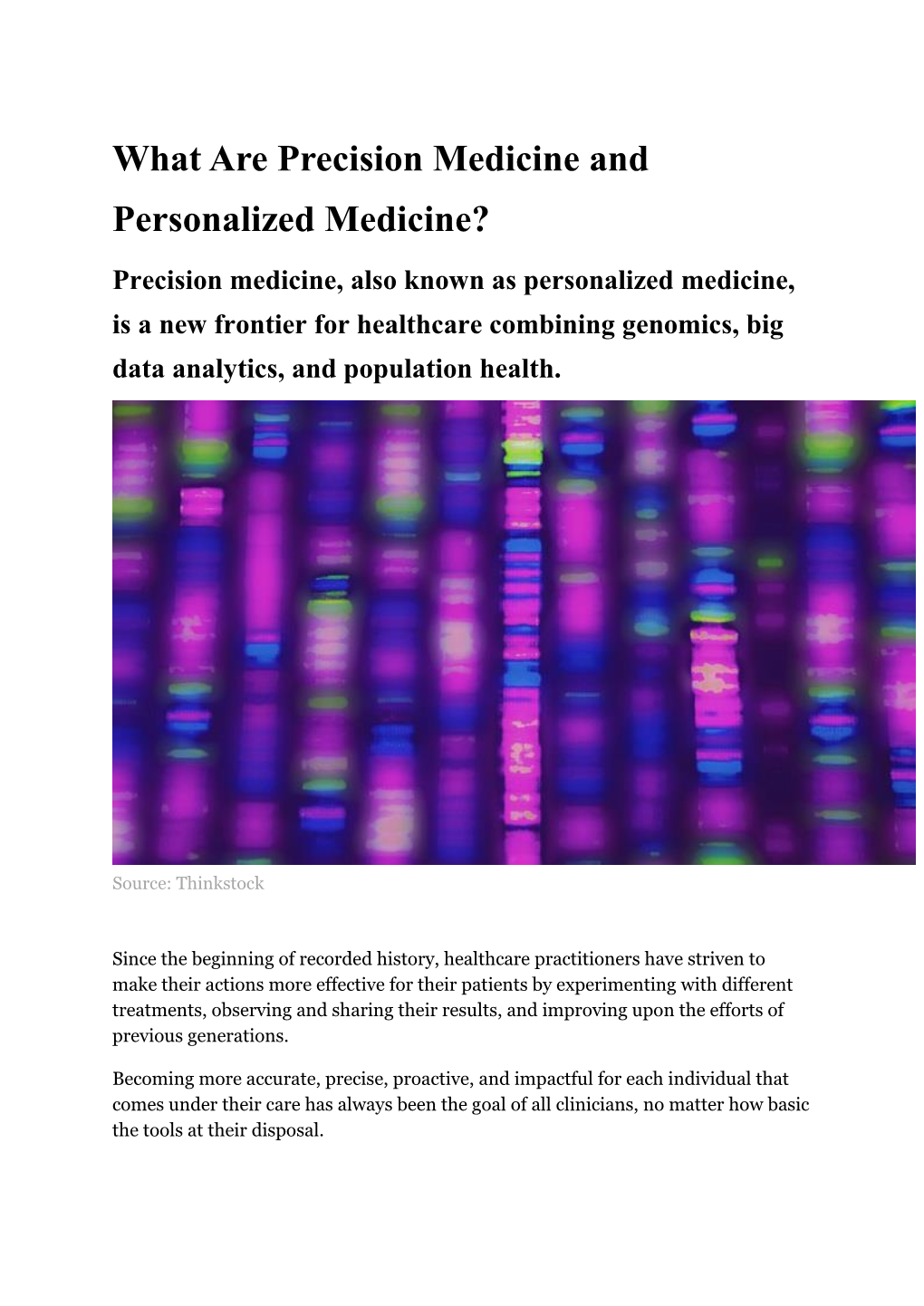 What Are Precision Medicine and Personalized Medicine?