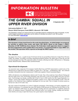 The Gambia: Squall in Upper River Division; Information Bulletin No