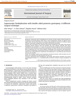 Laparoscopic Fundoplication with Double Sided Posterior Gastropexy: a Different Surgical Technique