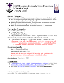 Chronic Cough Faculty Guide
