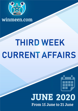 June 3Rd Week 2020 Current Affairs English