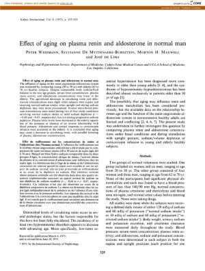 Effect of Aging on Plasma Renin and Aldosterone in Normal Man PETER WEIDMANN, SYLVIANNE DE MYTTENAERE-BURSZTEIN, MORTON H