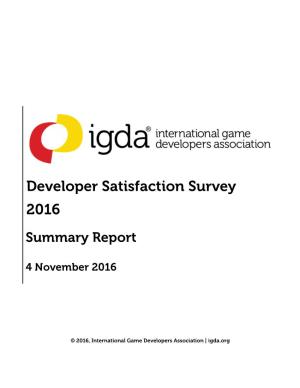 Developer Satisfaction Survey 2016