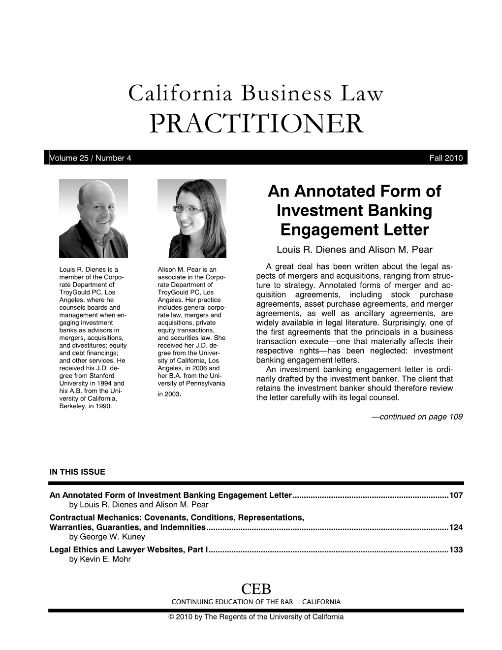 An Annotated Form of Investment Banking Engagement Letter