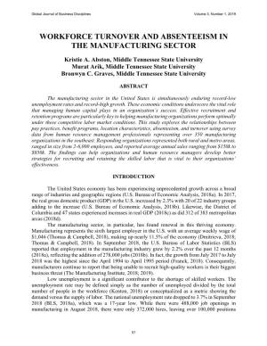 Workforce Turnover and Absenteeism in the Manufacturing Sector