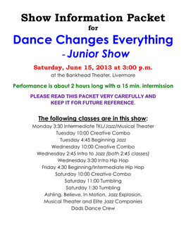 Dance Changes Everything - Junior Show