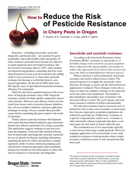 How to Reduce the Risk of Pesticide Resistance in Cherry Pests in Oregon C