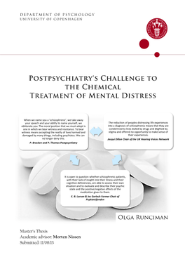 Postpsychiatry's Challenge to the Chemical Treatment of Mental Distress