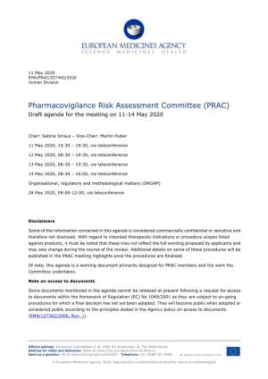 PRAC Draft Agenda of Meeting 11-14 May 2020
