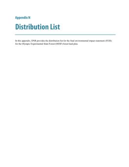 In This Appendix, DNR Provides the Distribution List for the Final