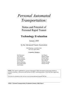 Personal Automated Transportation