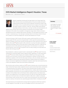 HVS Market Intelligence Report: Houston, Texas