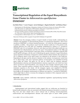 Transcriptional Regulation of the Equol Biosynthesis Gene Cluster in Adlercreutzia Equolifaciens DSM19450T