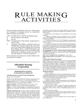 Rule Making Activities