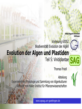 Evolution Der Algen Und Plastiden (T