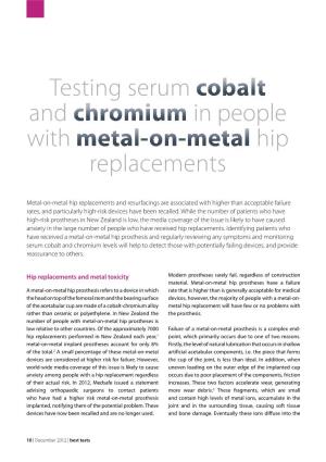 Testing Serum Cobalt and Chromium in People with Metal-On-Metal Hip Replacements