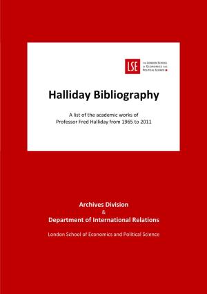 Halliday Bibliography 1965-2011