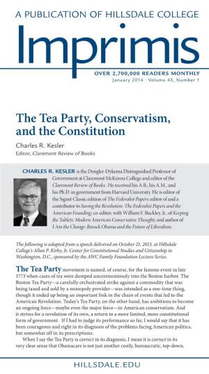 The Tea Party, Conservatism, and the Constitution Charles R