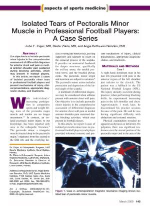 Isolated Tears of Pectoralis Minor Muscle in Professional Football Players: a Case Series John E