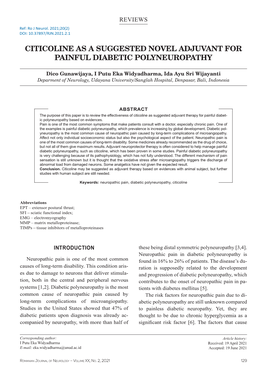 Citicoline As a Suggested Novel Adjuvant for Painful Diabetic Polyneuropathy