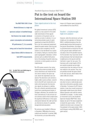 Put to the Test on Board the International Space Station ISS
