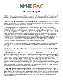NMHC PAC Board Report January 2018