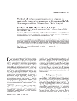 Utility of CT Perfusion Scanning in Patient Selection for Acute Stroke