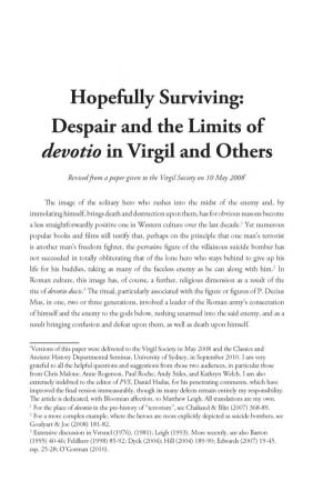 Hopefully Surviving: Despair and the Limits of Devotio in Virgil and Others