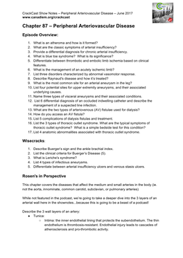 Peripheral Arteriovascular Disease Shownotes