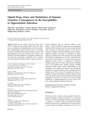 Opioid Drug Abuse and Modulation of Immune Function: Consequences in the Susceptibility to Opportunistic Infections