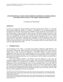 One-Dimensional Steady Flow-Sediment Mathematic Models Helius and Their Application in the Three Gorges Project