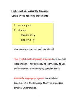 High-Level Vs Assembly Language Programming