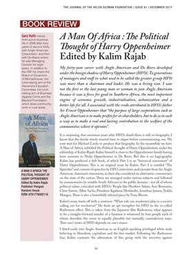 The Political Thought of Harry Oppenheimer, Under the Editorship of Kalim Rajab