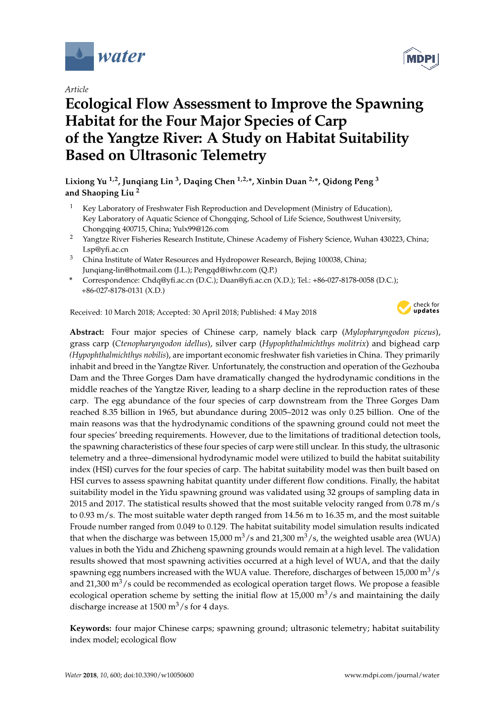 Ecological Flow Assessment to Improve the Spawning Habitat For