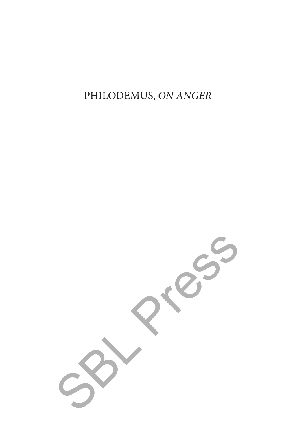 Philodemus, on Anger